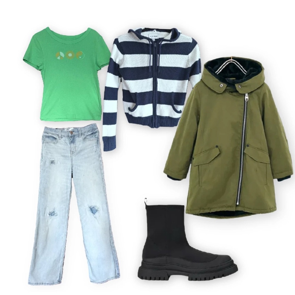 Zara girls Fax Fur Olive Parka - size 10/12